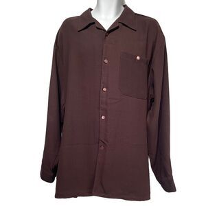 Vintage De Cello Men's Brown Long Sleeve Button Down Shirt Size 2XL